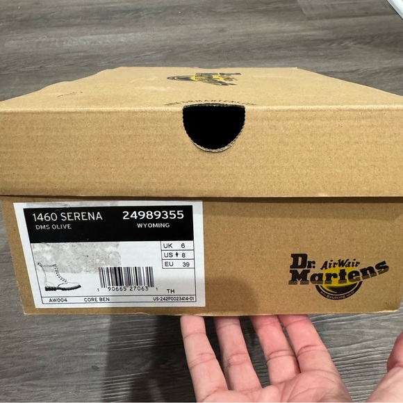 Dr Martens 1460 Serena Fur Lined DMS Olive Wyoming Leather Lace Up Combat Boots - Picture 12 of 12